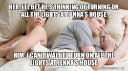 Couple thinking in bed