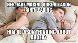 Couple thinking in bed