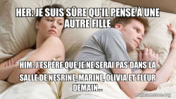 Couple thinking in bed