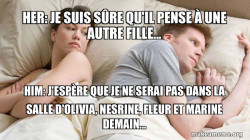 Couple thinking in bed