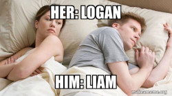 Couple thinking in bed