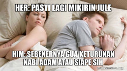 Couple thinking in bed