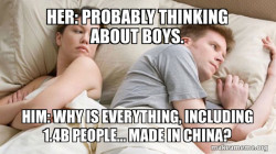 Couple thinking in bed