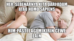 Couple thinking in bed