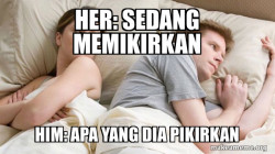 Couple thinking in bed