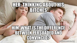 Couple thinking in bed
