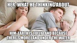 Couple thinking in bed