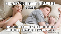 Couple thinking in bed