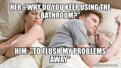 Couple thinking in bed