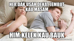 Couple thinking in bed