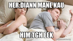 Couple thinking in bed