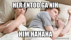 Couple thinking in bed
