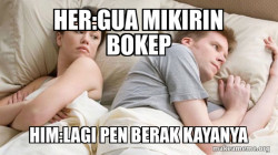 Couple thinking in bed