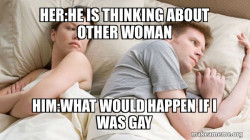 Couple thinking in bed
