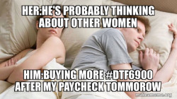 Couple thinking in bed