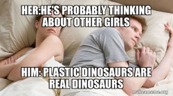 Couple thinking in bed