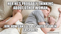 Couple thinking in bed