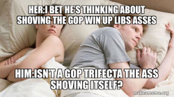 Couple thinking in bed