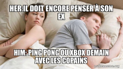 Couple thinking in bed