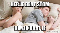 Couple thinking in bed