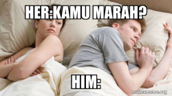 Couple thinking in bed