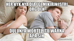 Couple thinking in bed