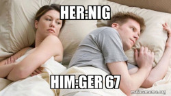 Couple thinking in bed