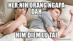 Couple thinking in bed