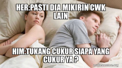 Couple thinking in bed