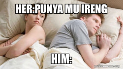 Couple thinking in bed