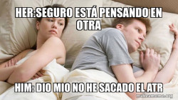 Couple thinking in bed
