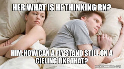 Couple thinking in bed