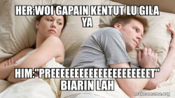 Couple thinking in bed