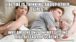 Couple thinking in bed