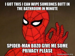 Spider-man in bathroom