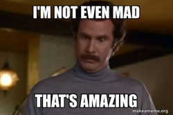 Ron Burgundy I am not even mad or That's amazing (Anchorman)