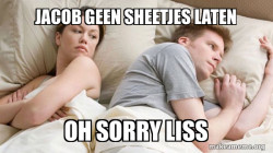 Couple thinking in bed