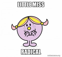 Rebellious little miss holding a protest sign or fist in the air
