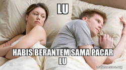 Couple thinking in bed