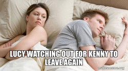 Couple thinking in bed