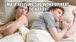 Couple thinking in bed