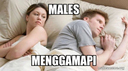 Couple thinking in bed