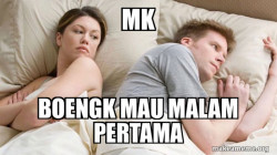 Couple thinking in bed