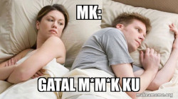 Couple thinking in bed