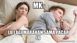 Couple thinking in bed