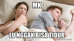 Couple thinking in bed