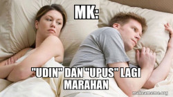 Couple thinking in bed