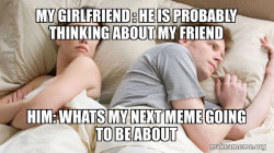 Couple thinking in bed