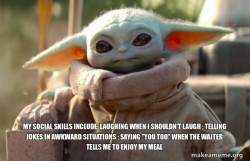 Baby Yoda looking at you