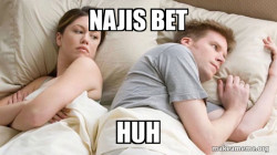 Couple thinking in bed